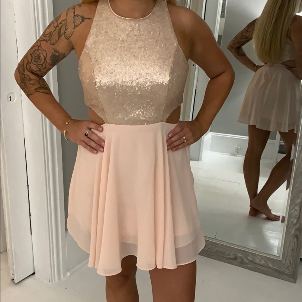 Lulus champagne cut out dress worn once